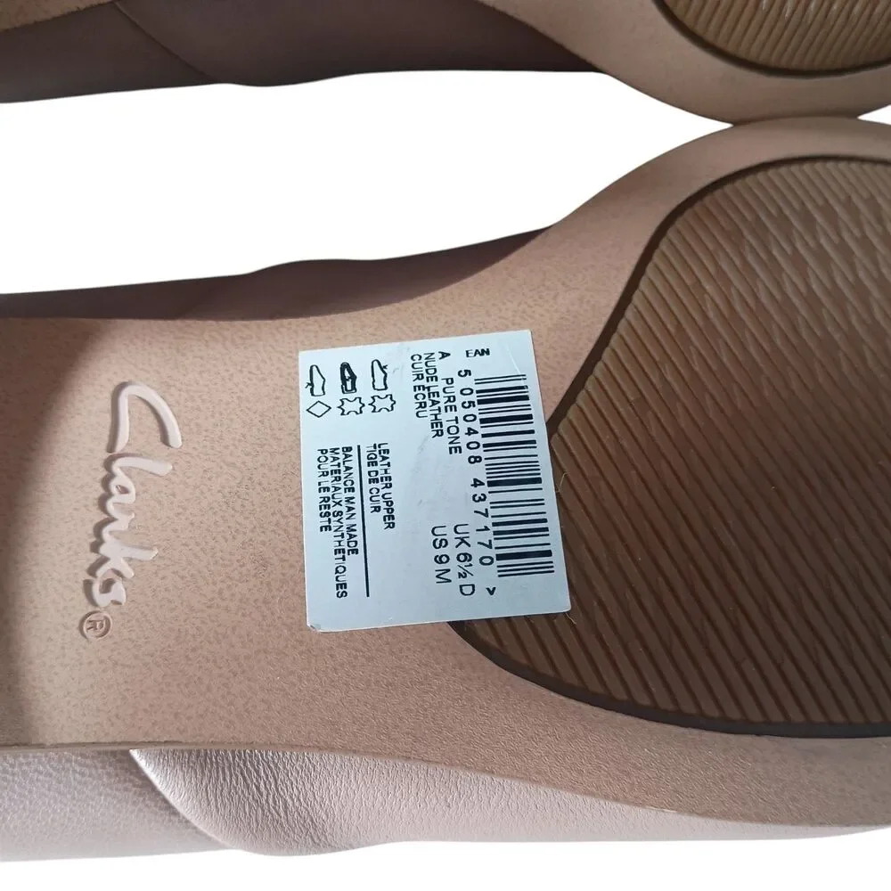 Clarks Pure Tone Loafer Shoes Womens 9 M Nude Leather Slip On Comfort